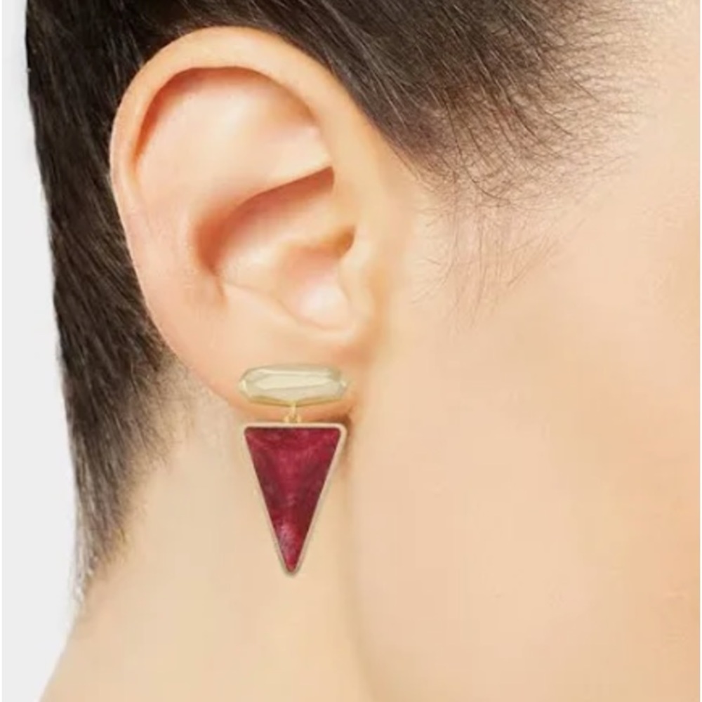 Kendra Scott Vivian Gold Drop Earrings In Raspberry Labradorite - Picture 2 of 6